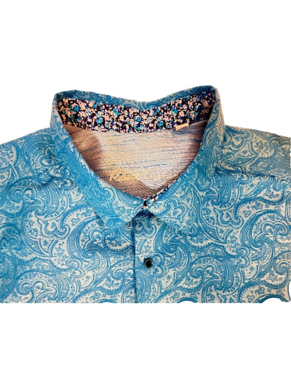 Robert Graham Men's 3XLT  Blue Abstract Paisley Shirt  Art Artsy Beach